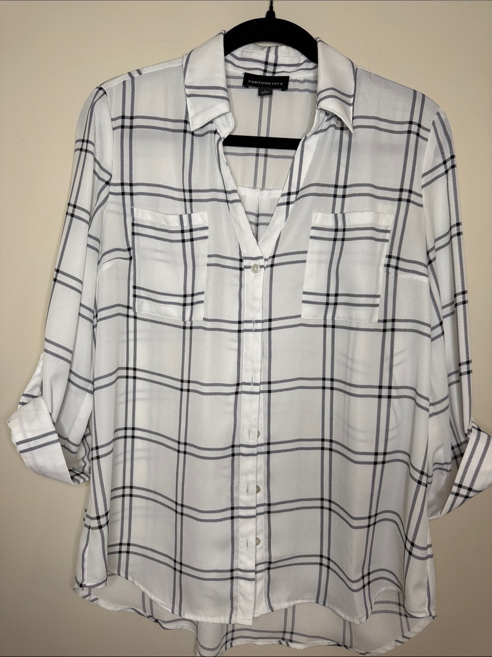 Portofino+V White Plaid Button-Down Shirt